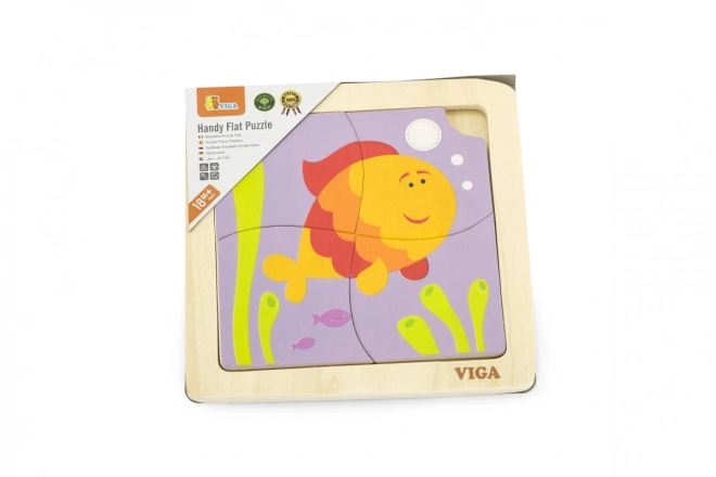 Puzzle en bois VIGA avec poisson 4 pièces