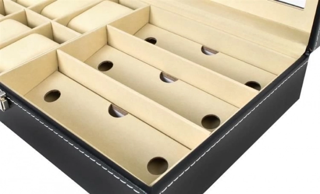 Organisateur noir élégant pour montres et lunettes