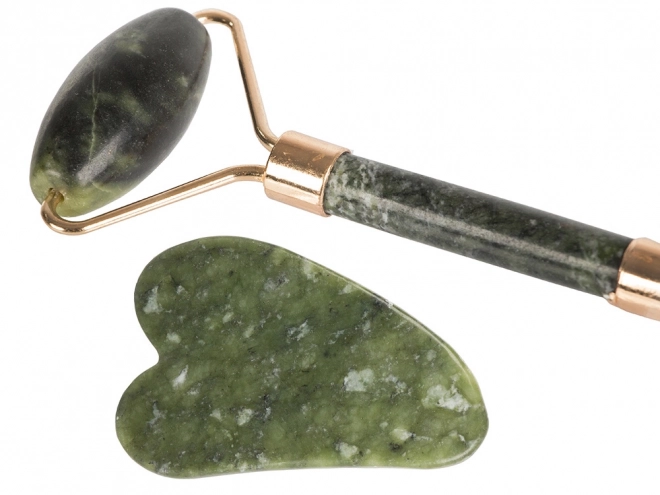 Rouleau de massage en jade pour le visage et plaque