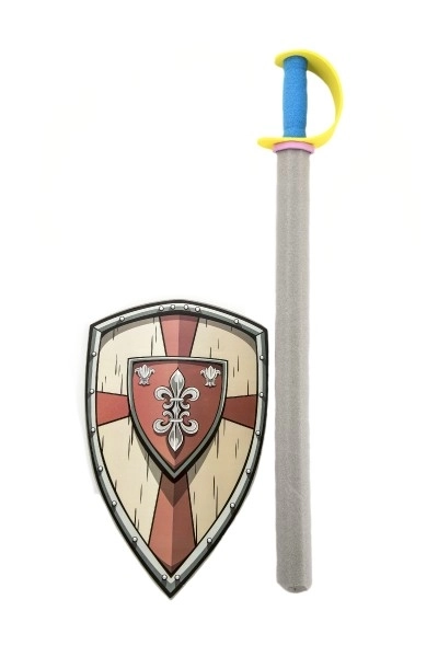 Épée avec bouclier en mousse 75cm dans le filet