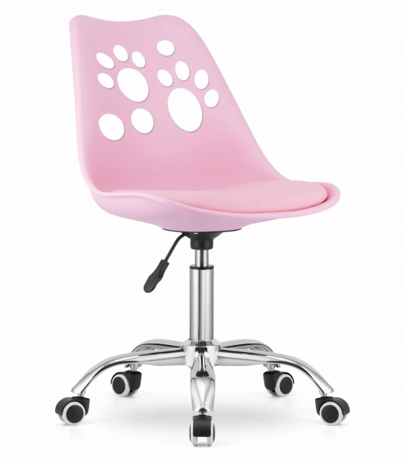 Chaise pivotante rose en cuir éco avec base chromée