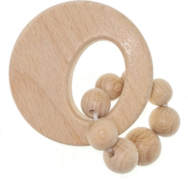 Hochet rond Hess naturel avec anneau à billes