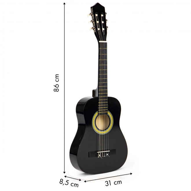Grande guitare en bois pour enfants 6 cordes ECOTOYS – Noir