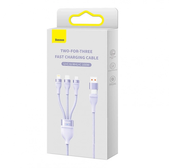 Câble Baseus Flash Series 2 en 1 USB-C + micro USB + Lightning 100 W