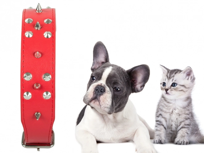 Collier réglable pour chiens avec clous en cuir écologique