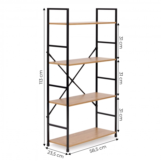 Étagère large en bois moderne avec 4 tablettes