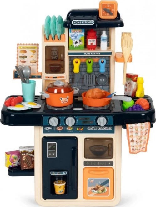 Cuisine Enfant Avec Générateur De Vapeur LED 42 Accessoires Bleu Marin