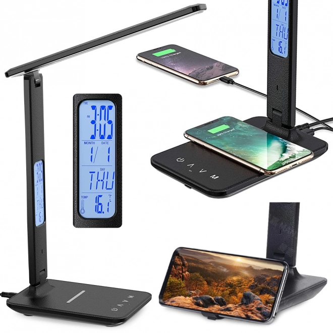 Lampe de bureau scolaire moderne avec USB et chargeur Qi
