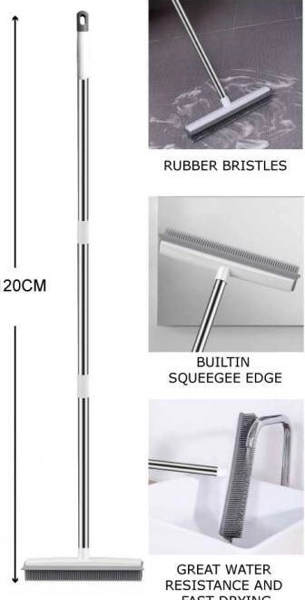 Balai en caoutchouc avec poils en silicone et manche métallique 120 cm