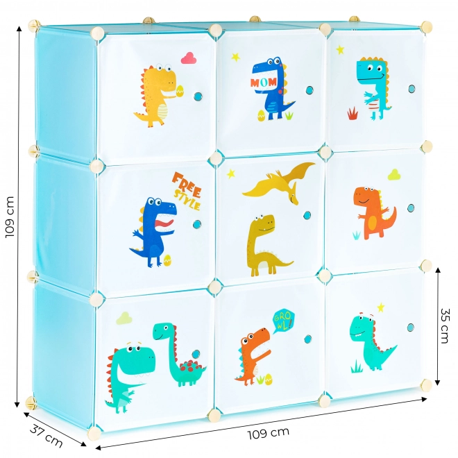 Meuble de rangement pour enfants avec 9 étagères – Dinosaures