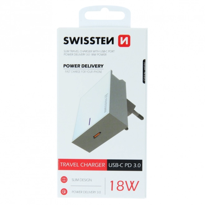 Chargeur Swissten iPhone 3.0 18W Power Delivery - blanc