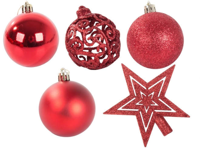 Décorations de Noël pour sapin - ensemble de 100 pièces avec étoile rouge