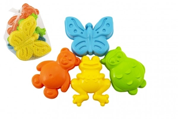 Moules Bábovky pour sable en plastique animaux 4 pcs dans un filet 12x10x8cm 12m+