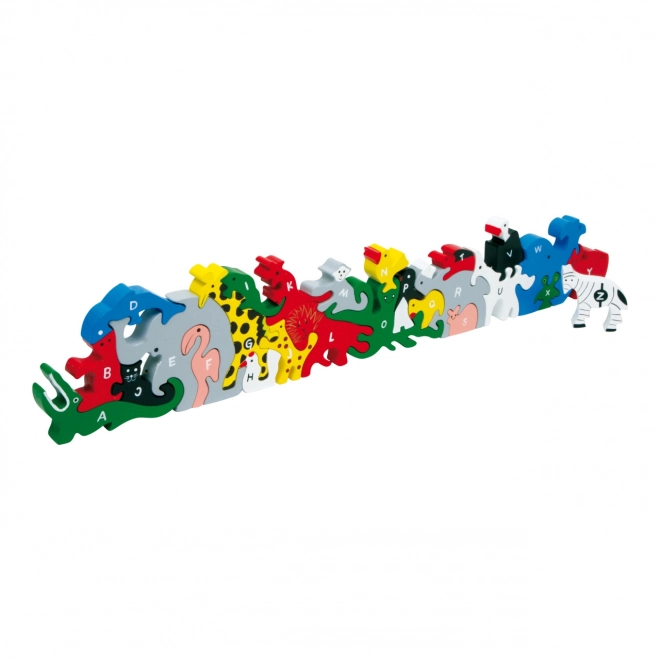 Puzzle en bois animaux avec lettres et chiffres