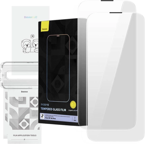 Verre trempé BASEUS Corning avec filtre anti-poussière pour iPhone 14 Pro
