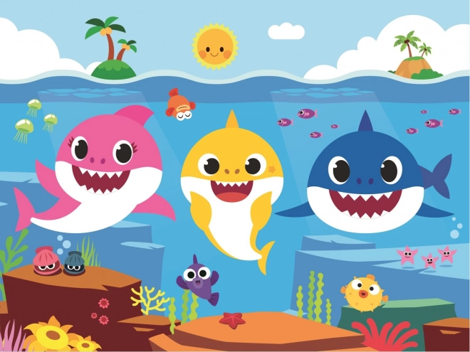 Puzzle Monde sous-marin des requins/Baby Shark 27x20cm 30 pièces en boîte 21x14x4cm