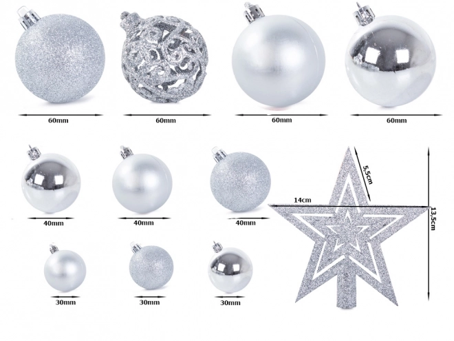 Décorations de Noël argentées - ensemble de 100 pièces