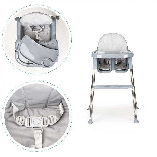 Chaise haute 2 en 1 grise