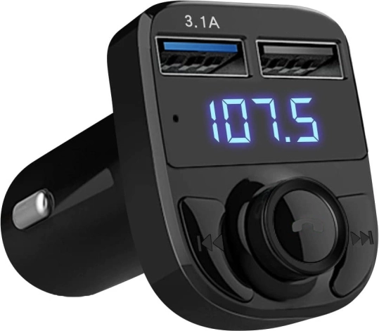 Transmetteur FM Bluetooth pour voiture et chargeur 2x USB