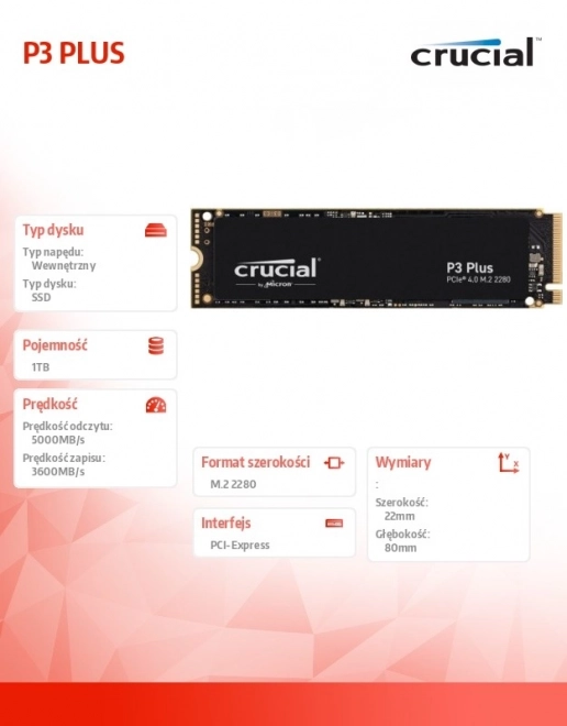 Disque SSD Crucial P3 Plus 1TB PCIe 4.0 NVMe