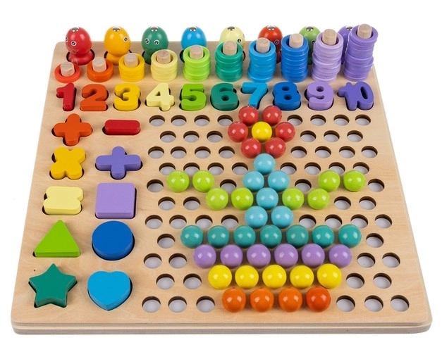 Puzzle en bois à mosaïque avec billes