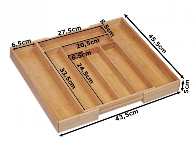 Insert pour tiroir Organisateur de couverts de cuisine en bambou 8 compartiments xl