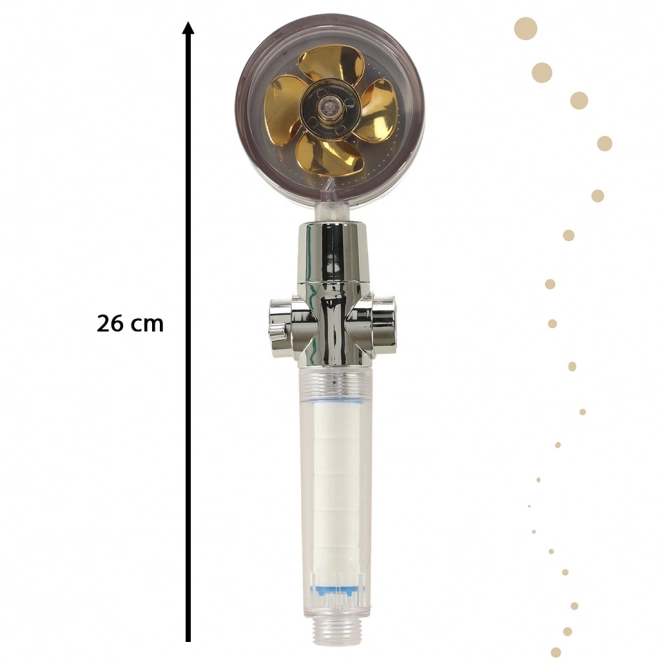 Pomme de douche en or avec ventilateur à turbine