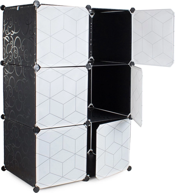 Armoire vestiaire modulaire avec module penderie, 6 segments, noire