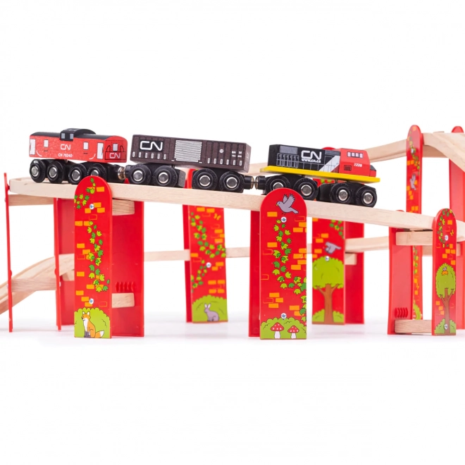 Bigjigs Rail ensemble de rails en bois à niveaux multiples