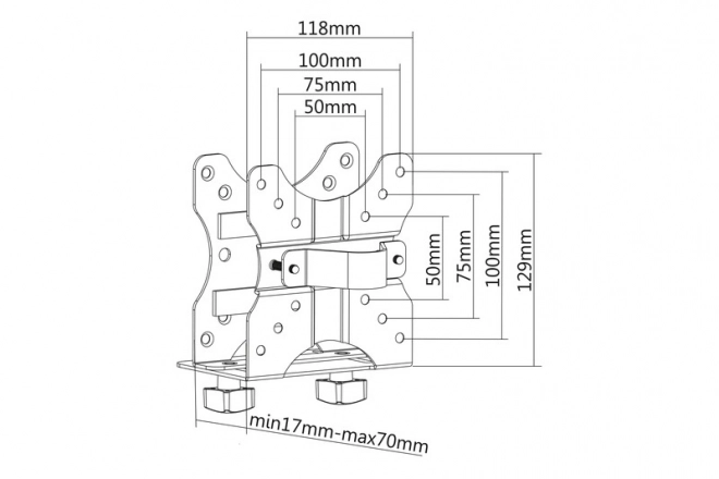Support pour montage MiniPC derrière le moniteur VESA 75x75, 100x100, charge max. 5kg