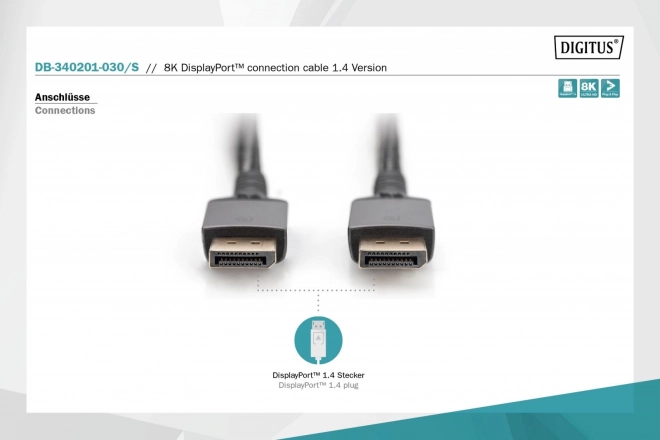 Câble DisplayPort 8K 60Hz UHD Prémium 3m noir