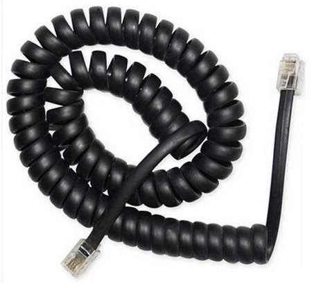Câble téléphonique spiralé RJ10/4P4C 2m noir