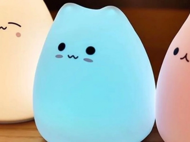 Lampe de nuit en silicone pour enfants, Chat RGB au toucher