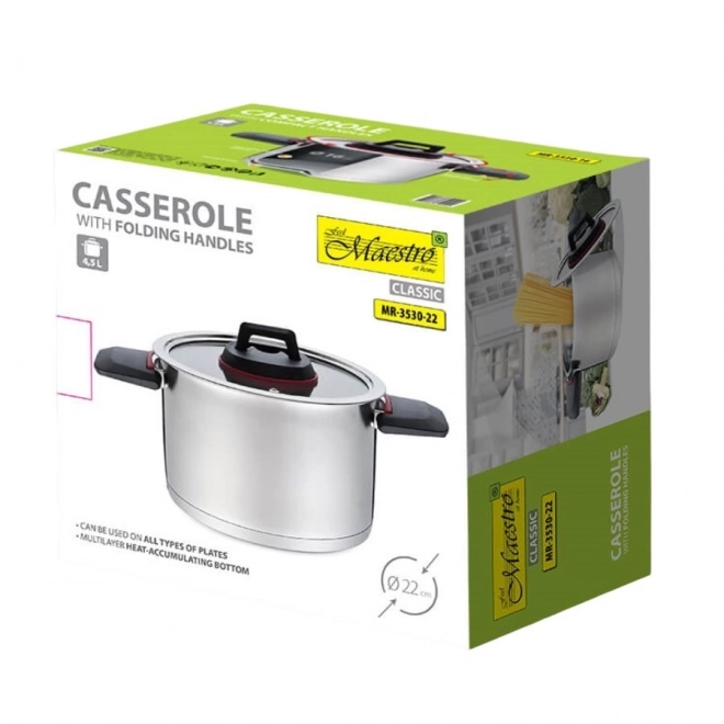 Casserole en acier inoxydable Maestro avec couvercle 4,2 l