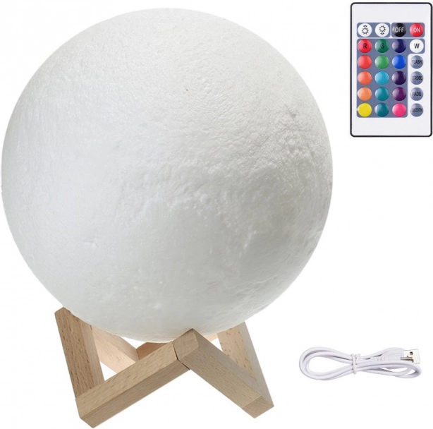 Veilleuse lunaire 3D avec éclairage RGB et télécommande