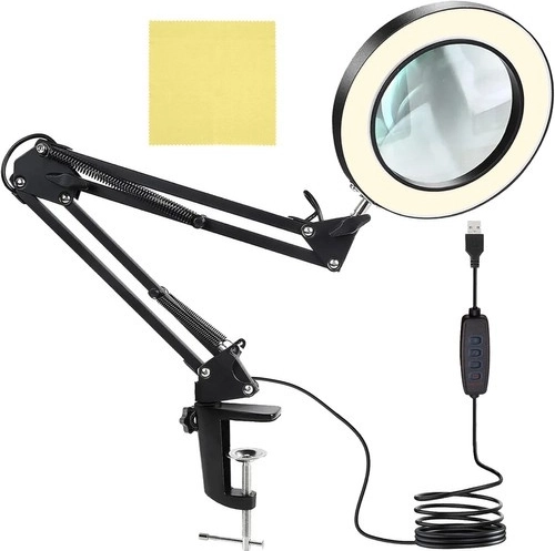 Lampe de table avec loupe et éclairage LED IZOXIS – noir