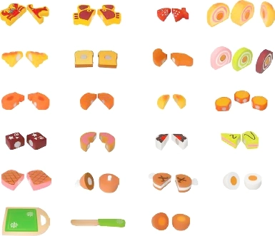 Aliments en bois à découper 23 pièces ECOTOYS