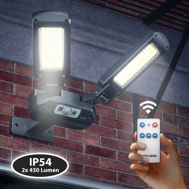 Lampadaire LED solaire avec capteur de mouvement et télécommande