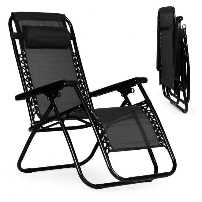 Chaise de jardin avec dossier réglable ZERO GRAVITY ModernHome - noir