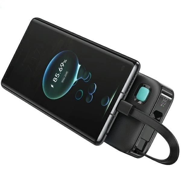 Powerbank avec une capacité de 10000mAh et charge rapide 20W avec câble USB-C intégré