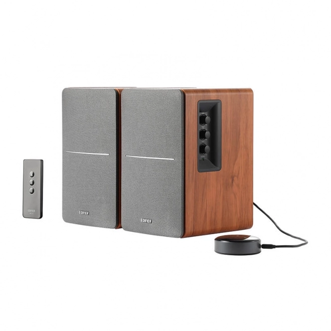 Haut-parleurs Edifier R1280T avec WiiM Mini en couleur marron