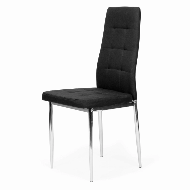 Ensemble de 4 chaises noires pour le salon et la salle à manger avec pieds chromés