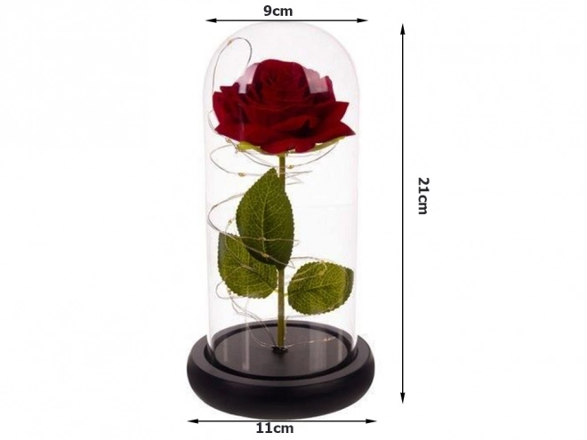Rose éternelle en verre avec éclairage LED