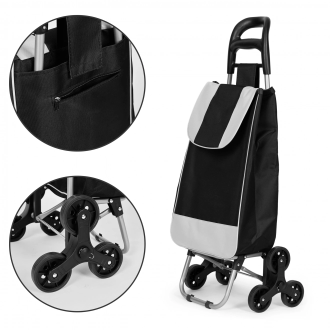 Panier à provisions, 25 l, 6 roues, cadre métallique, noir