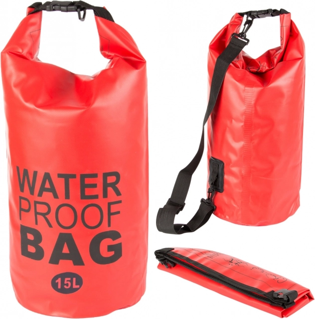 Sac étanche bateau 15 L avec fermeture roulée et sangle – rouge