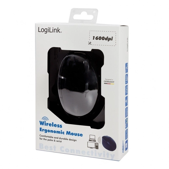 Souris optique ergonomique sans fil 2.4GHz 1600dpi noire
