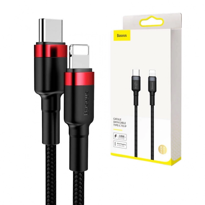 Câble Baseus Cafule USB-C vers Lightning 18W rouge-noir