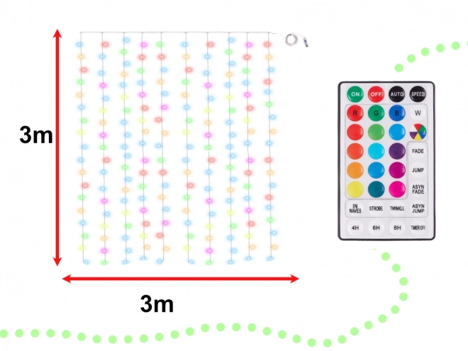 Rideau LED coloré avec lanternes - 3 m, 200 LED