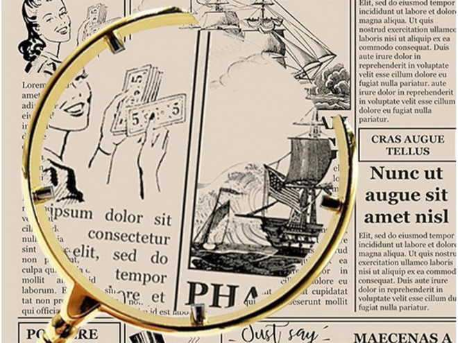 Loupe de lecture à main dorée avec grossissement 6x