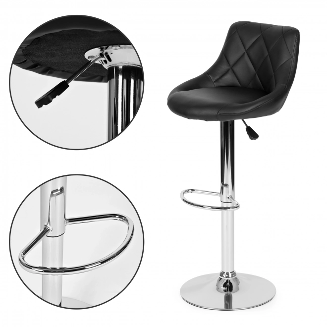 Chaise de bar, repose-pied pivotant, réglable en hauteur, chrome, cuir écologique